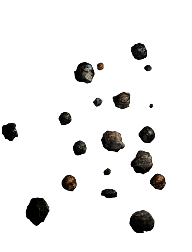 a small group of asteroid floating in space