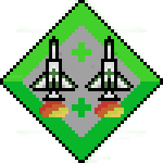 The fire rate up icon. It's wrapped with green corner. The center is grey. Inside there is two missiles.