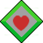 The heal icon. It's wrapped with green corner. The center is grey. Inside the hearth is red.